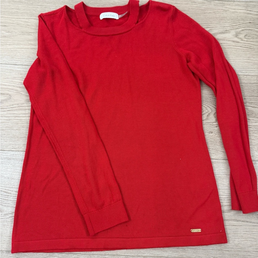 Calvin Klein Vibrant Red Long Sleeve Top